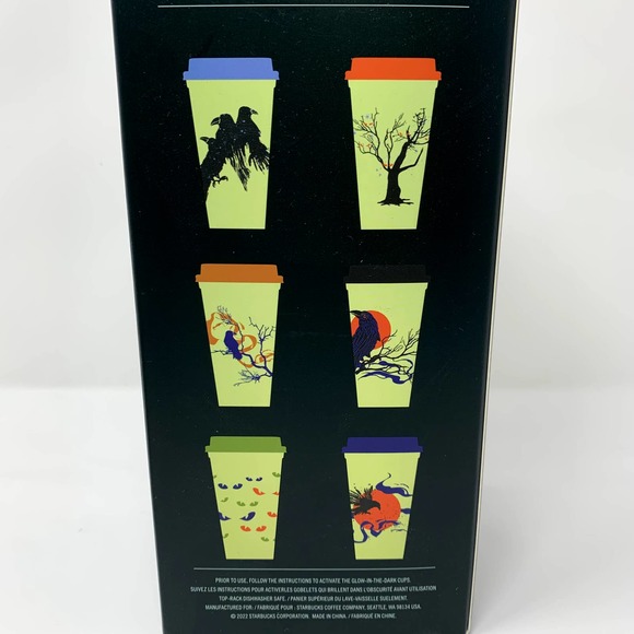 Starbucks Fall 2022 Reusable Plastic‎ Hot Cups with Lids Glow in the Dark - Picture 5 of 7